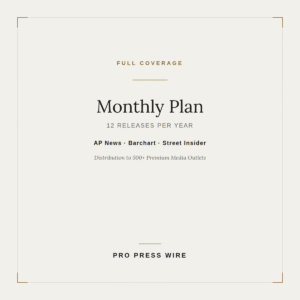 Monthly Press Release Distribution Plan – Trusted, 12 Releases/Year