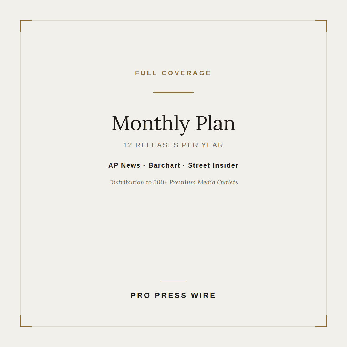 monthly press release distribution plan 12 releases per year overview